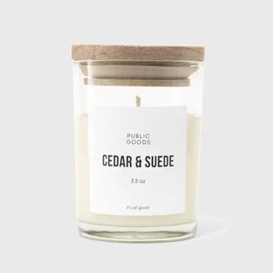 Public Goods Cedar & Suede Soy Candle 3.5 oz Hand-Poured